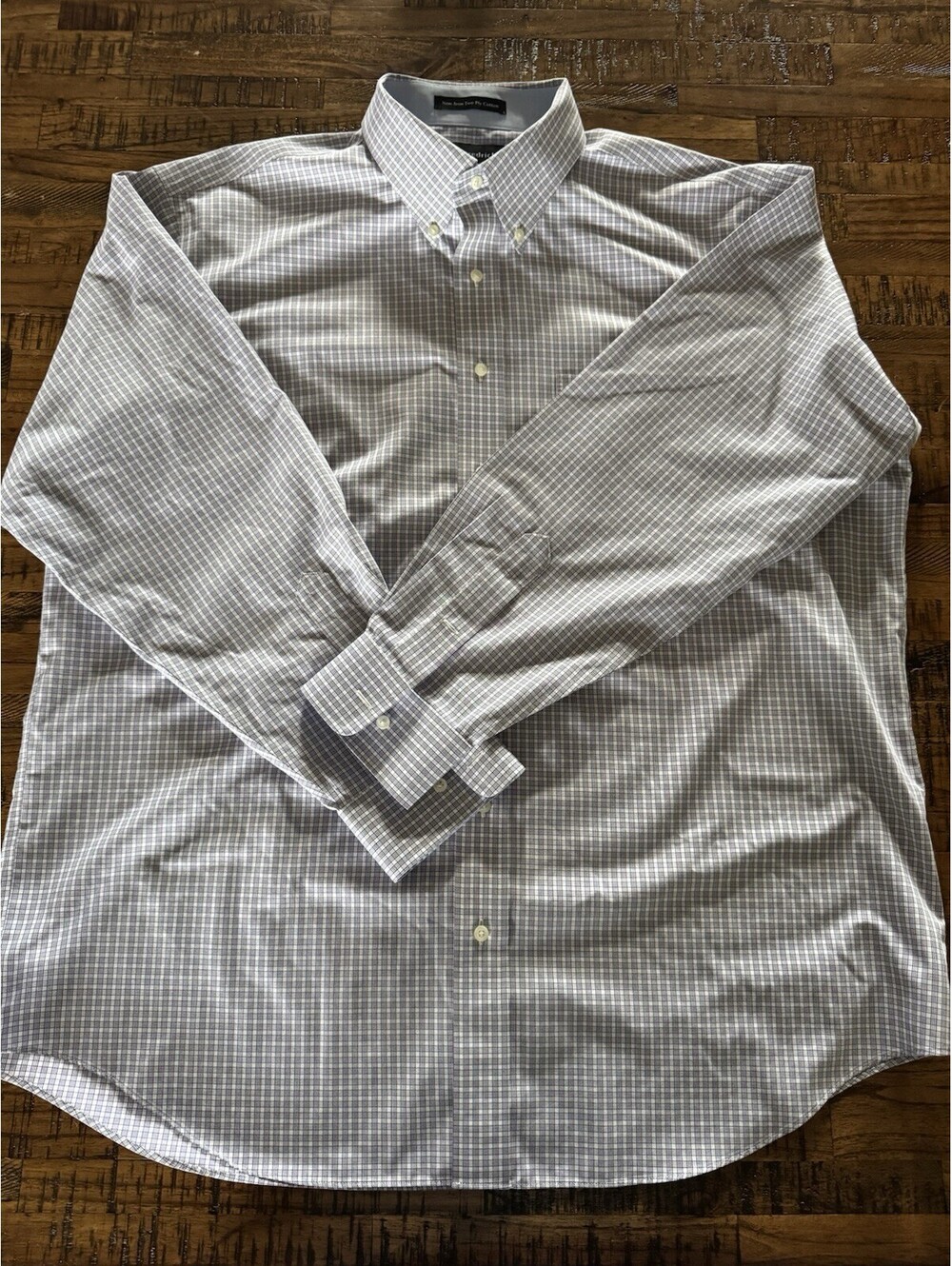 Paul Fredrick Non-Iron 100% Cotton Classic Fit Check Dress Shirt 17.5x35